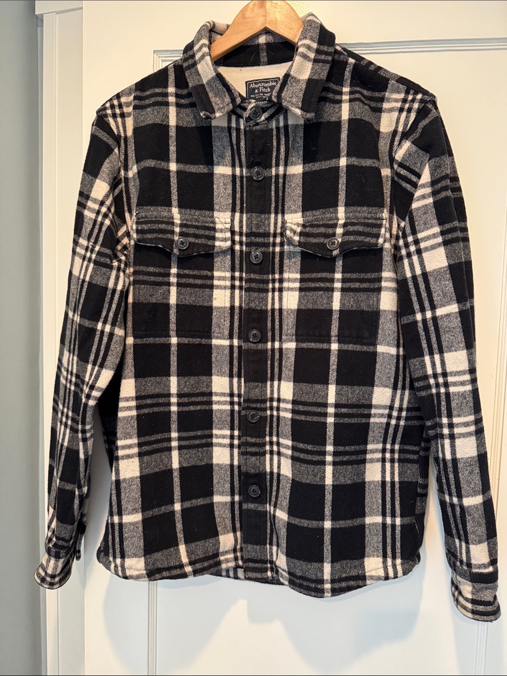Abercrombie & Fitch Black and White Plaid Button-Down Shirt